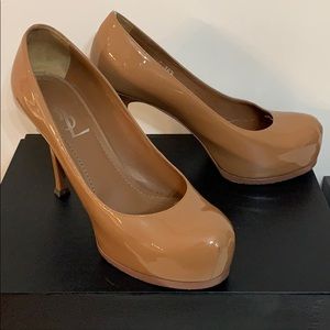 YSL patent leather platform pumps